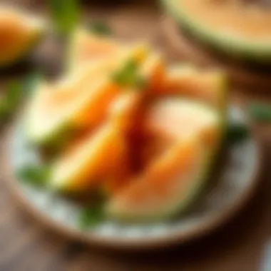 Refreshing slices of melon on a summer plate