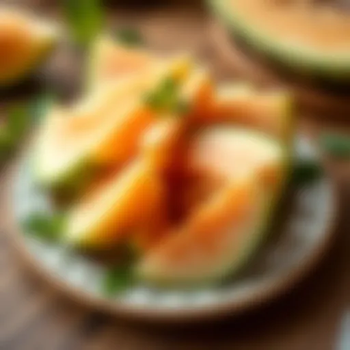 Refreshing slices of melon on a summer plate