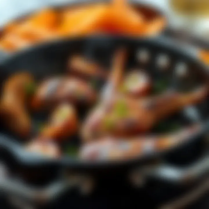 Sizzling meat in a pan for Kavurma