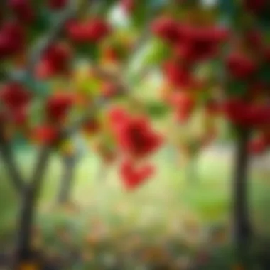 A vibrant display of cornelian cherry trees in a natural setting