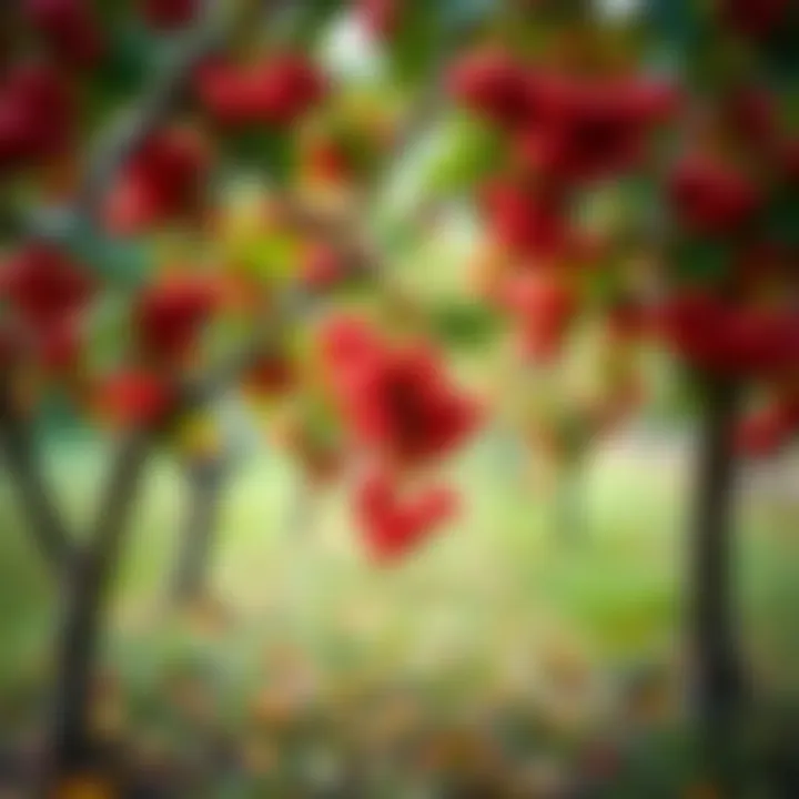 A vibrant display of cornelian cherry trees in a natural setting