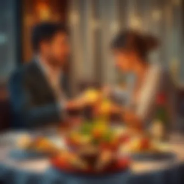 A romantic couple enjoying a birthday dinner