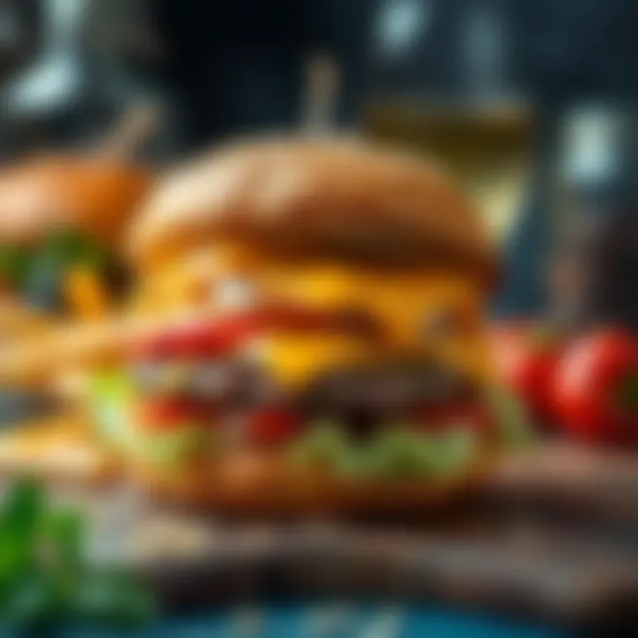 A gourmet burger showcasing rich flavors and textures