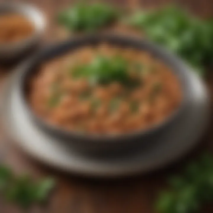 A beautifully plated bowl of cooked beans garnished with fresh parsley