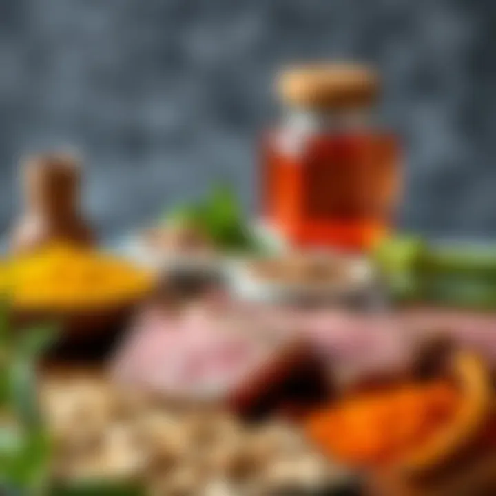 An array of spices and herbs commonly used with lamb liver for enhanced flavor