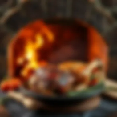 Rustic Oven Ideal for Roasting A rustic oven setting, perfect for roasting lamb shank