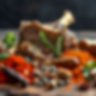 Flavorful Spices and Herbs for Lamb Shank An array of spices and herbs used in the preparation of lamb shank