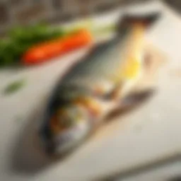 Freshly caught Levrek fish on a clean surface