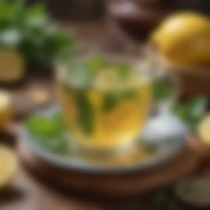 Herbal tea made from lemon and lemon balm