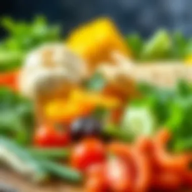 An array of fresh ingredients used in Melike döner