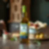 Bottle of Migros olive oil on a rustic wooden table