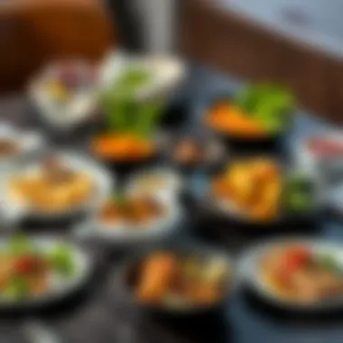 Elegant Presentation of Contemporary Cuisine A table set with modern dishes featuring ready-made elements