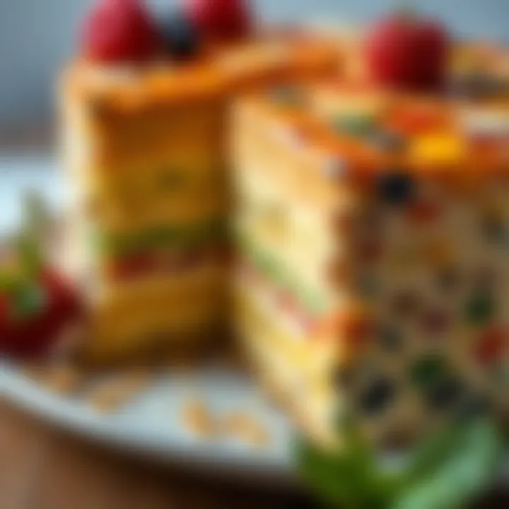 Textured Layers of Mosaic Cake Close-up of the textured layers of the mosaic cake showcasing its unique composition