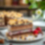 Delicious mosaic cake with rich chocolate layers and biscuit crumbles