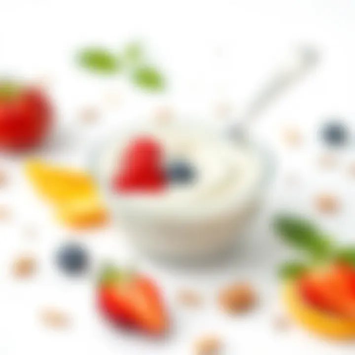 Nutritional Benefits of Yogurt Nutritional benefits of yogurt illustrated on a white background