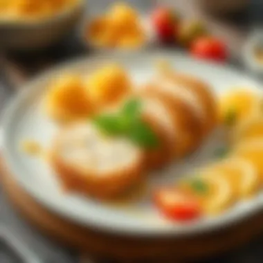 A beautifully arranged plate showcasing the finished chicken breast dessert