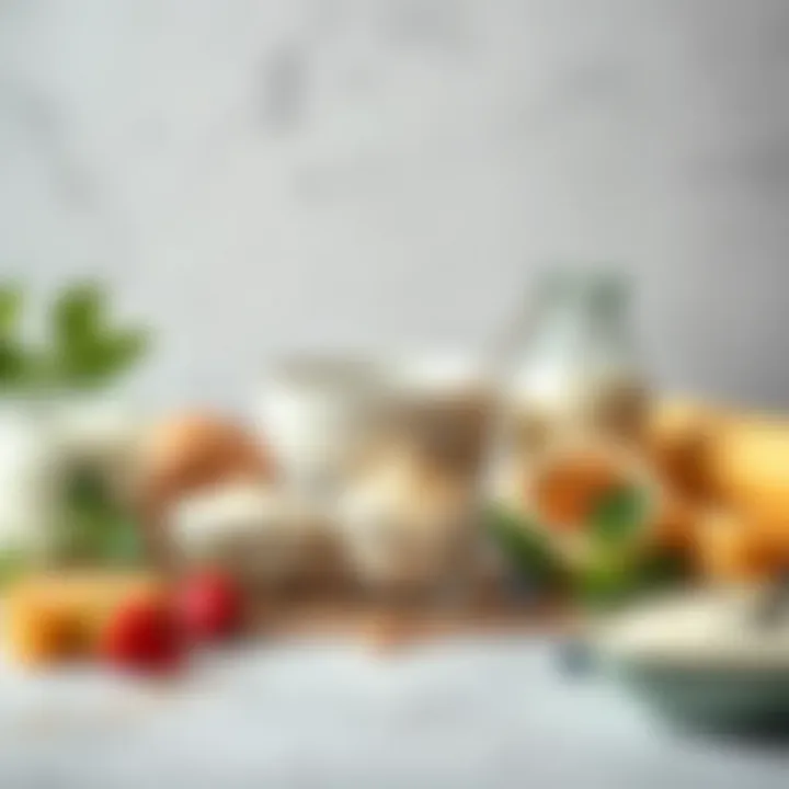 Ingredients lined up for making pastry cream