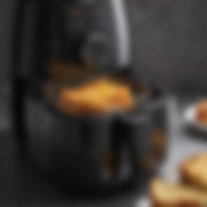 Close-up of Airfryer basket being cleaned with a sponge