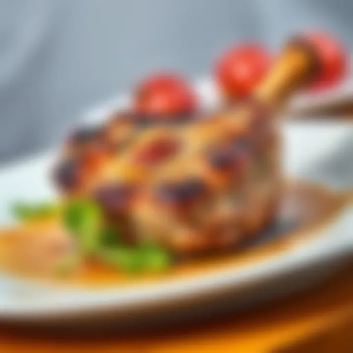Close-up of perfectly cooked lamb chop on a plate
