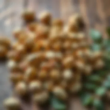 Pistachios on a wooden table