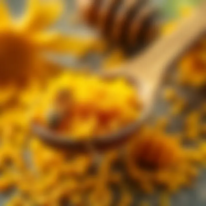 Bee pollen in a wooden spoon