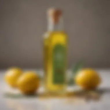 Refined olive oil in a glass bottle showcasing clarity