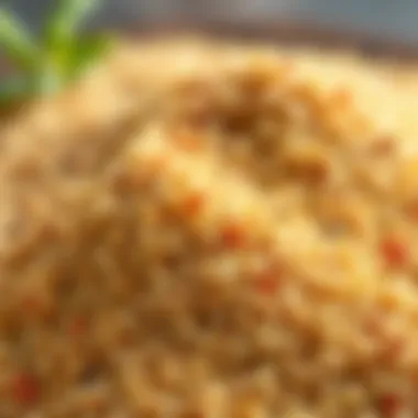 A close-up view of finely ground bulgur wheat showcasing its texture.