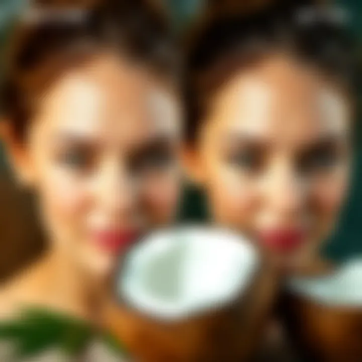 Before and after skin tone improvement with coconut oil application