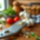 A small garlic grater on a wooden countertop