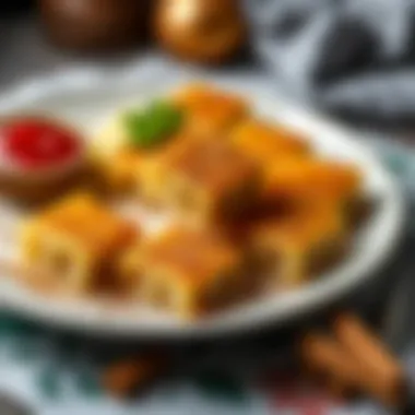 A beautifully arranged plate of Sutlu İrmik Tatlısı with a sprinkle of cinnamon