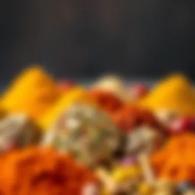 Colorful Spices for Flavor Enhancement The traditional spices and herbs used in Ali Nazik, emphasizing their vibrant colors