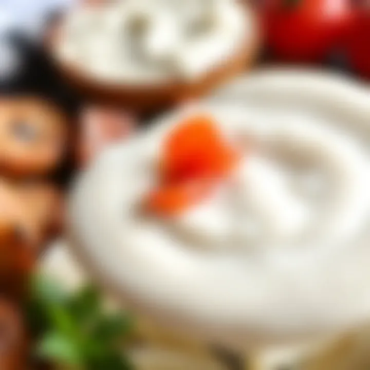 A close-up of the creamy yogurt sauce that complements the Ali Nazik dish