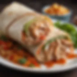 Delicious chicken wrap displayed on a plate