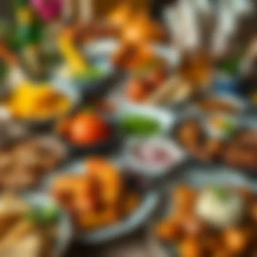 Traditional Turkish iftar table with various dishes