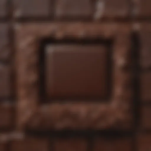 Close-up of a chocolate square showcasing rich texture