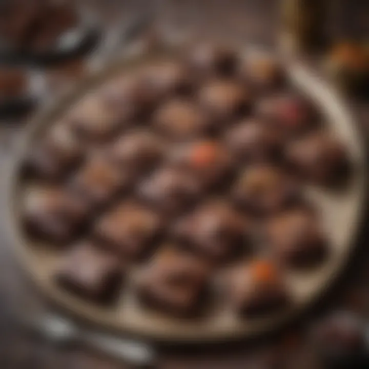 A beautifully arranged platter of homemade chocolate squares