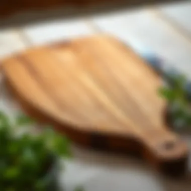 Elegant wooden cutting board showcasing rich grain patterns