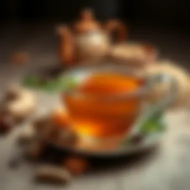 A cup of ginger tea with herbs