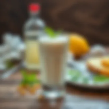 Refreshing glass of Yayık Ayran on a wooden table