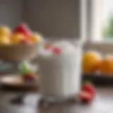 Homemade yogurt in a glass jar on a kitchen counter