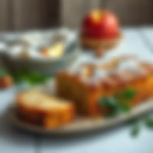 Delicious apple cake served on a rustic plate