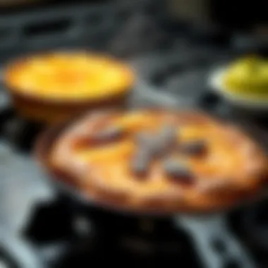 Sizzling apple cake in a frying pan