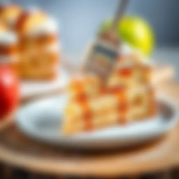 Slice of apple cake with a fork ready to be enjoyed