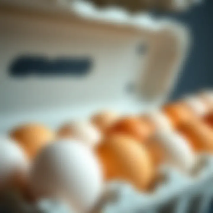 Close-up of clean and hygienic egg storage practices